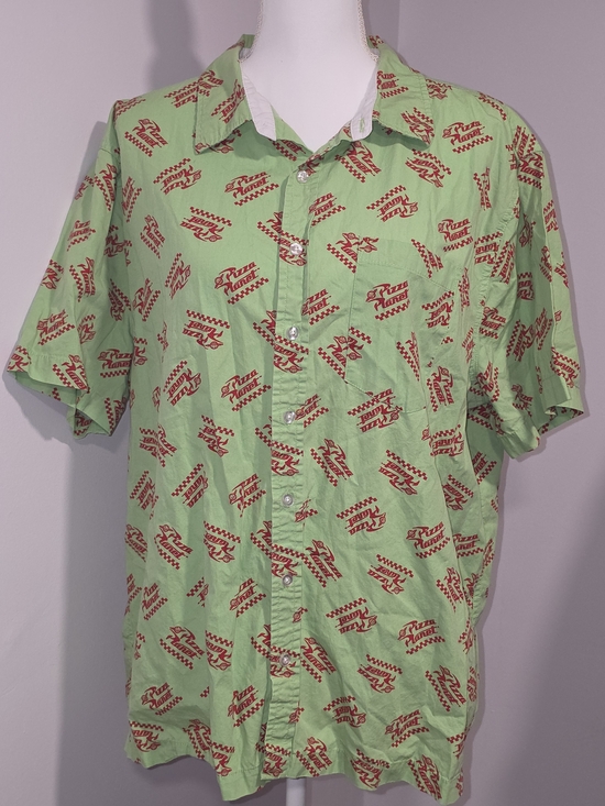 Disney Other - Disney Toy Story Pizza Plant Lime Green Short-Sleeve Button-Up Shirt Men Size XL